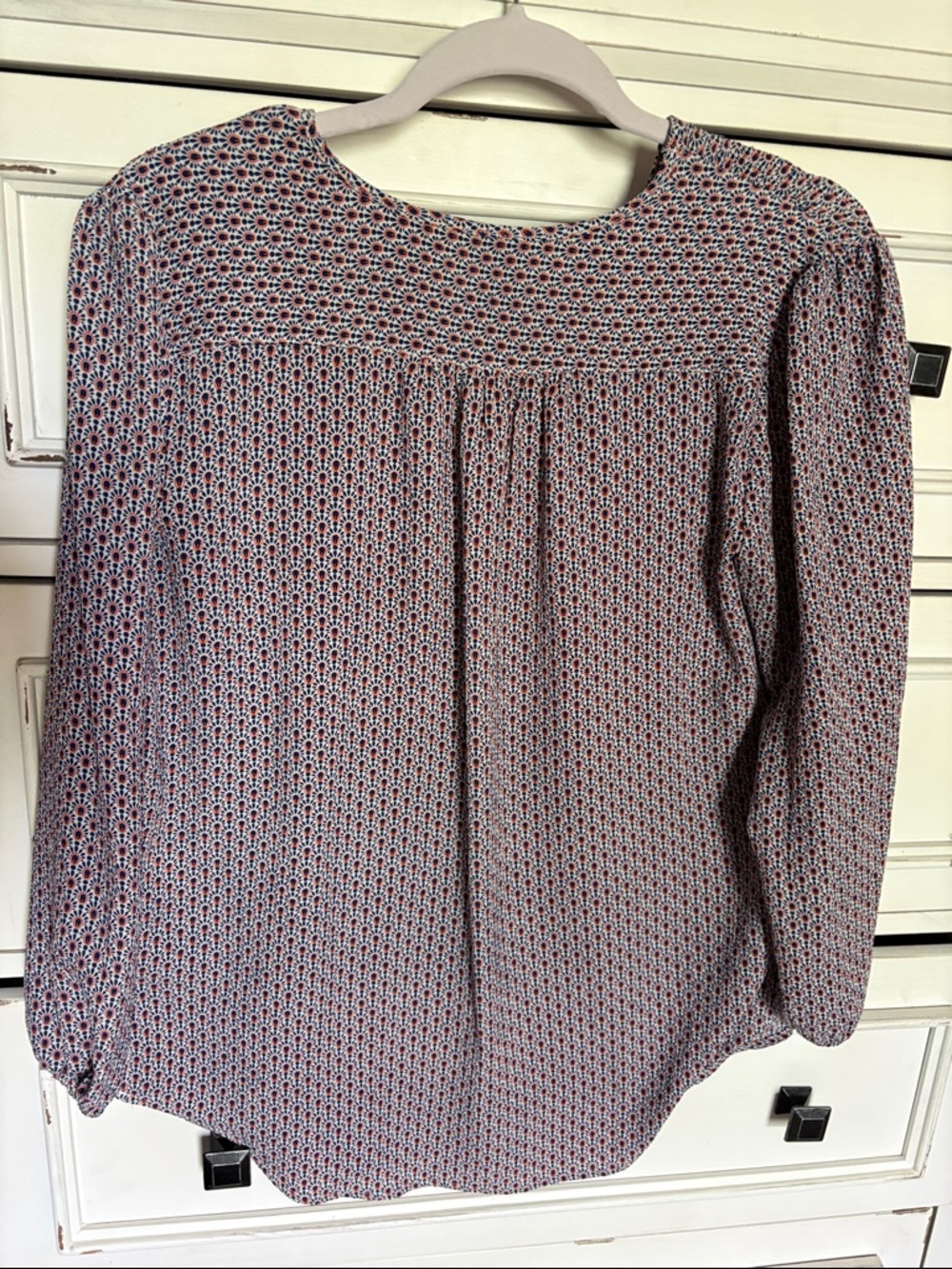 Multi-Color Geometric Split-Neck Blouse - Picture 3 of 4